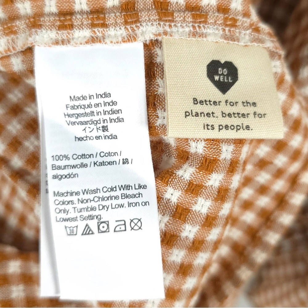 NWT MADEWELL Gingham Puff-Sleeve Wrap Mini Dress Cotton India Made NE955 Sz 4X‎ - Picture 14 of 15